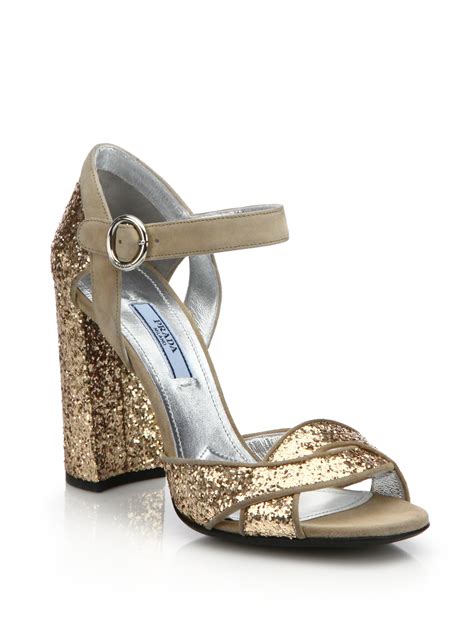 prada glitter suede sandals|Prada sandals for sale.